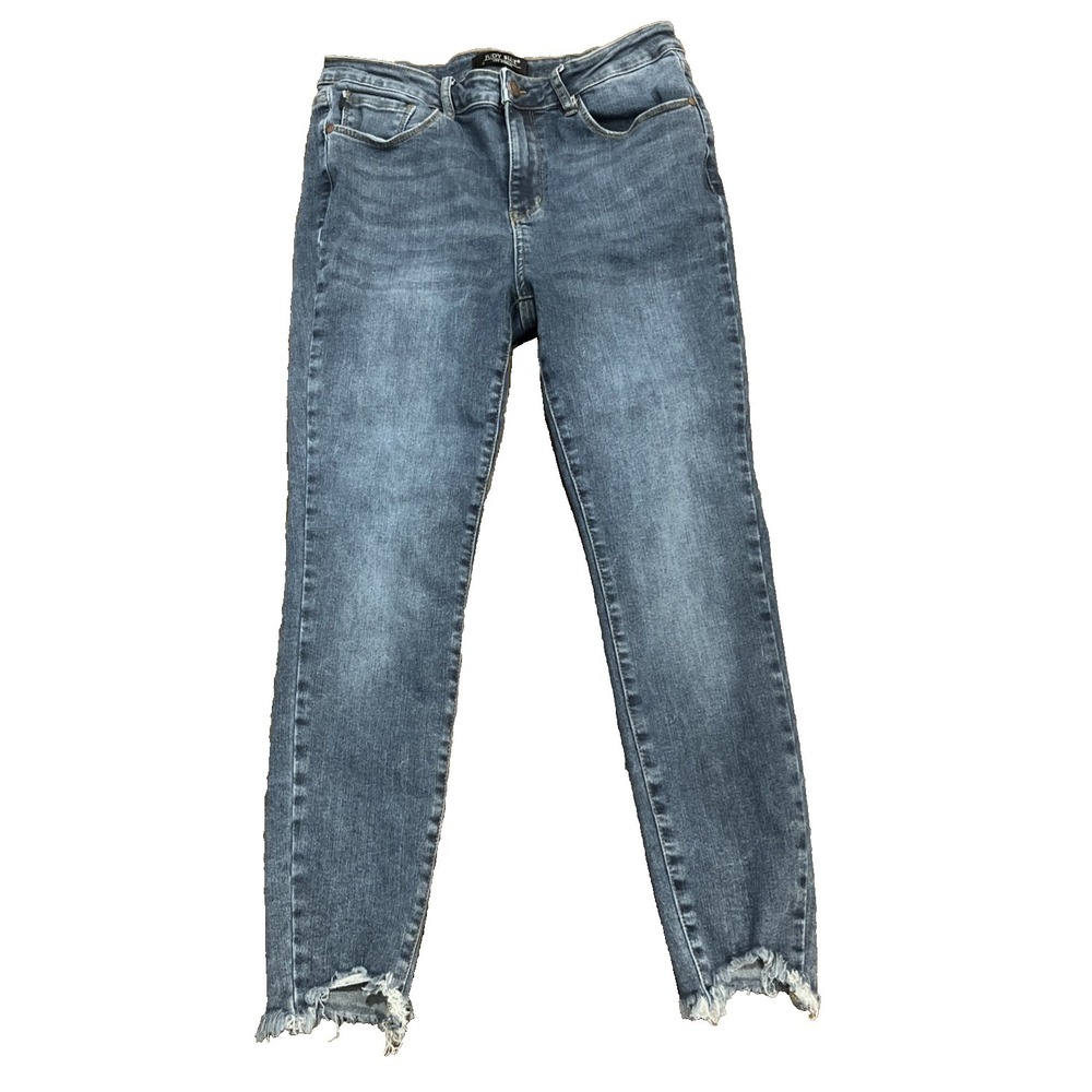 Judy Blue Womens Jeans Skinny Fit 13/31 (33x27) Blue Stretch JB88400 Raw Hem